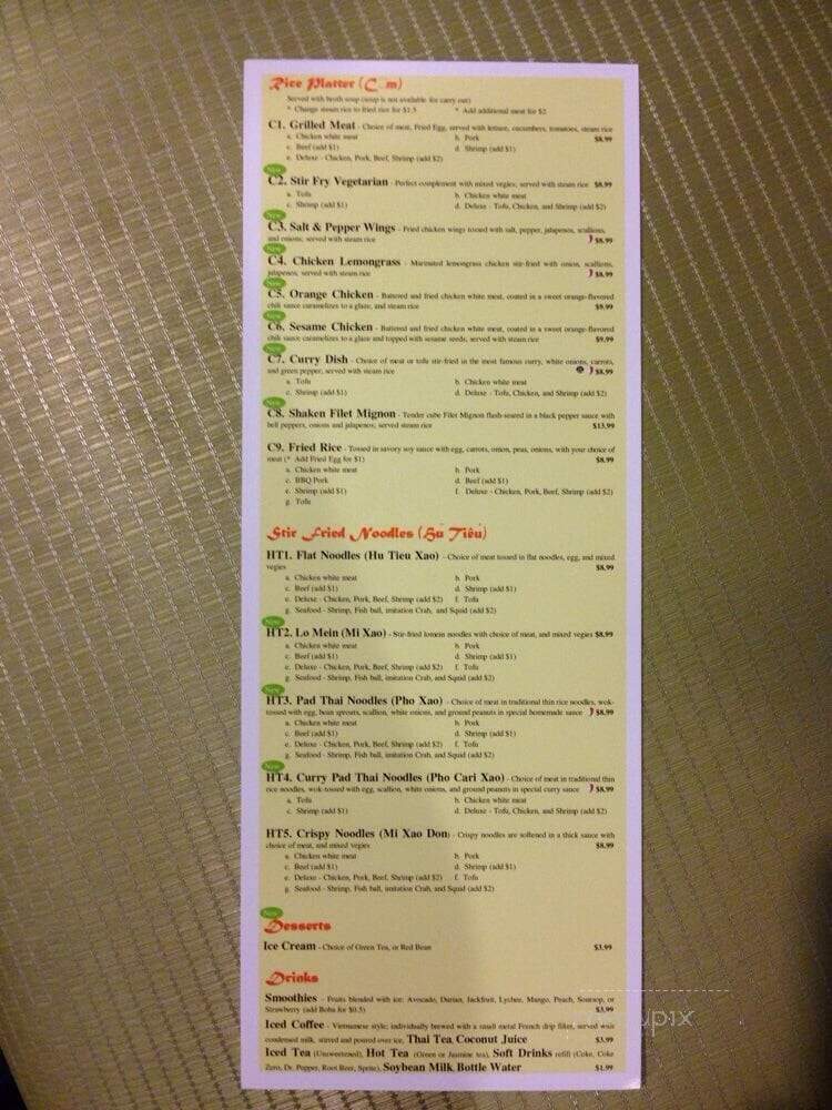 Pho Xpress - Grapevine, TX menu_pic