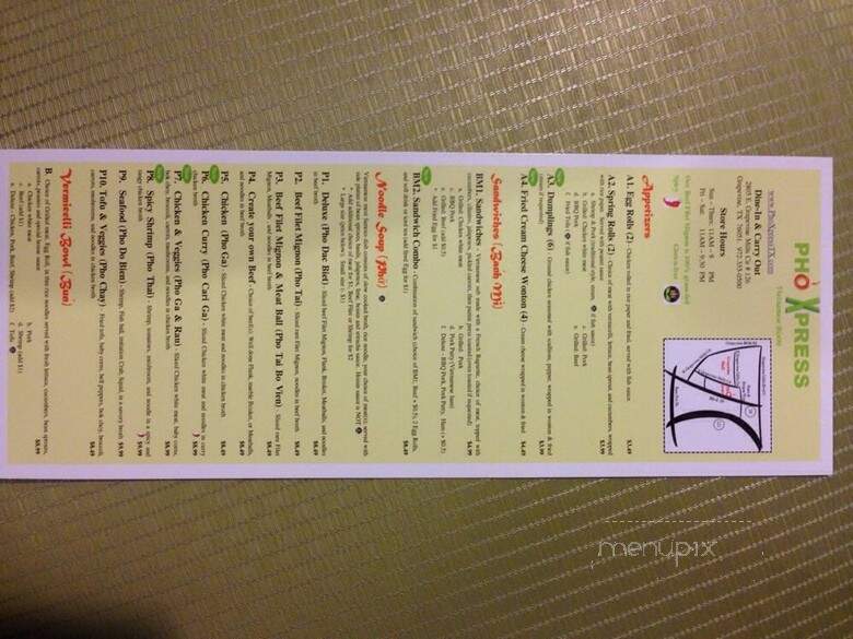 Pho Xpress - Grapevine, TX menu_pic