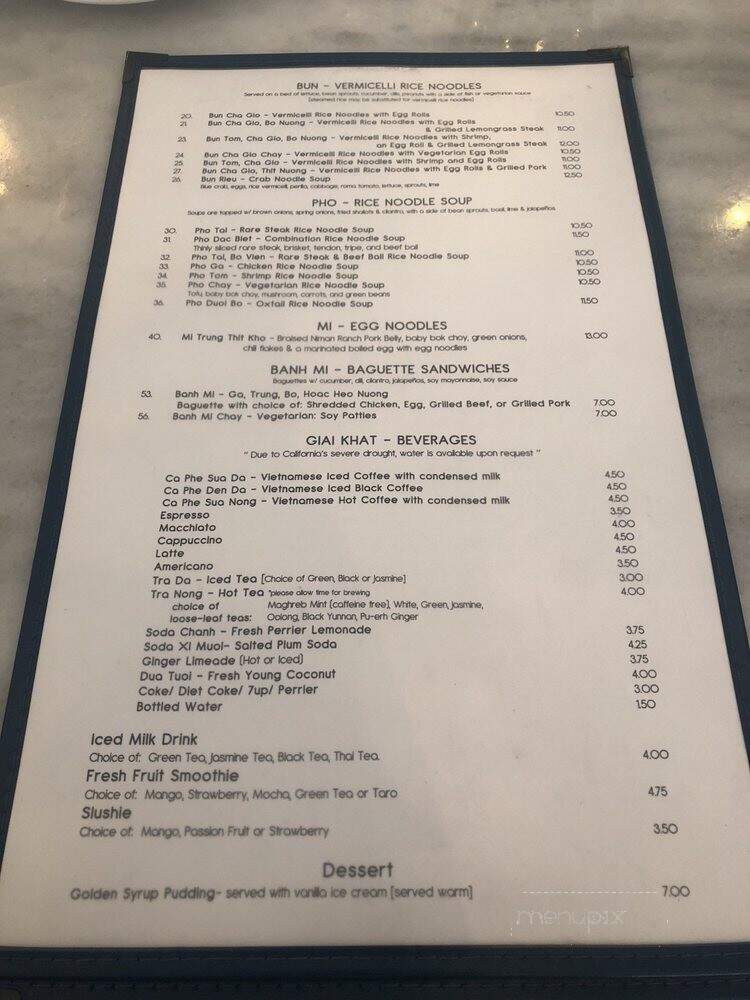 Blossom Vietnamese Restaurant - Los Angeles, CA menu_pic
