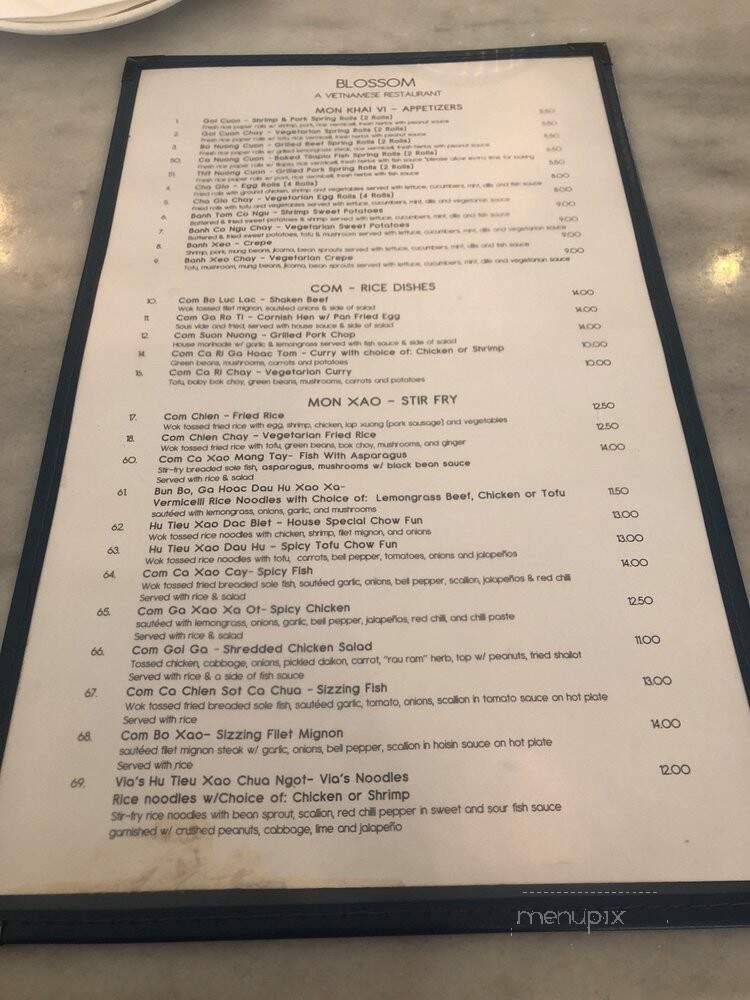 Blossom Vietnamese Restaurant - Los Angeles, CA menu_pic
