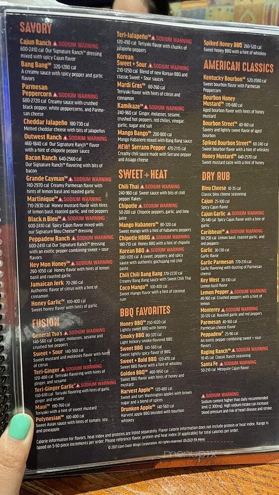 East Coast Wings - Philadelphia, PA menu_pic