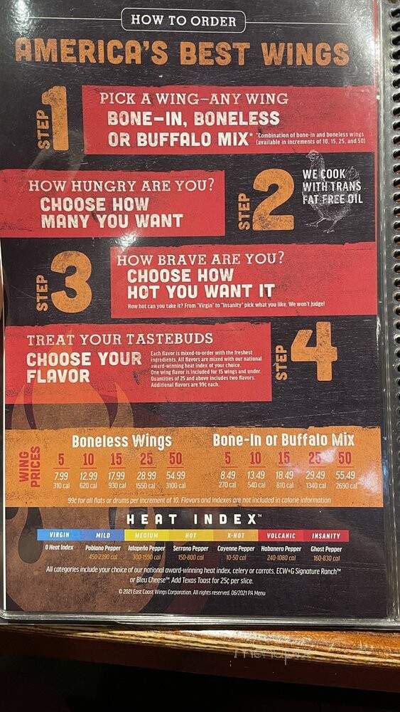 East Coast Wings - Philadelphia, PA menu_pic