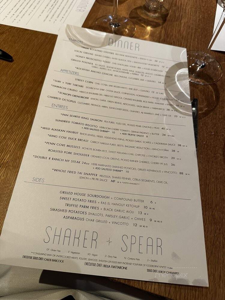 Shaker + Spear - Seattle, WA menu_pic