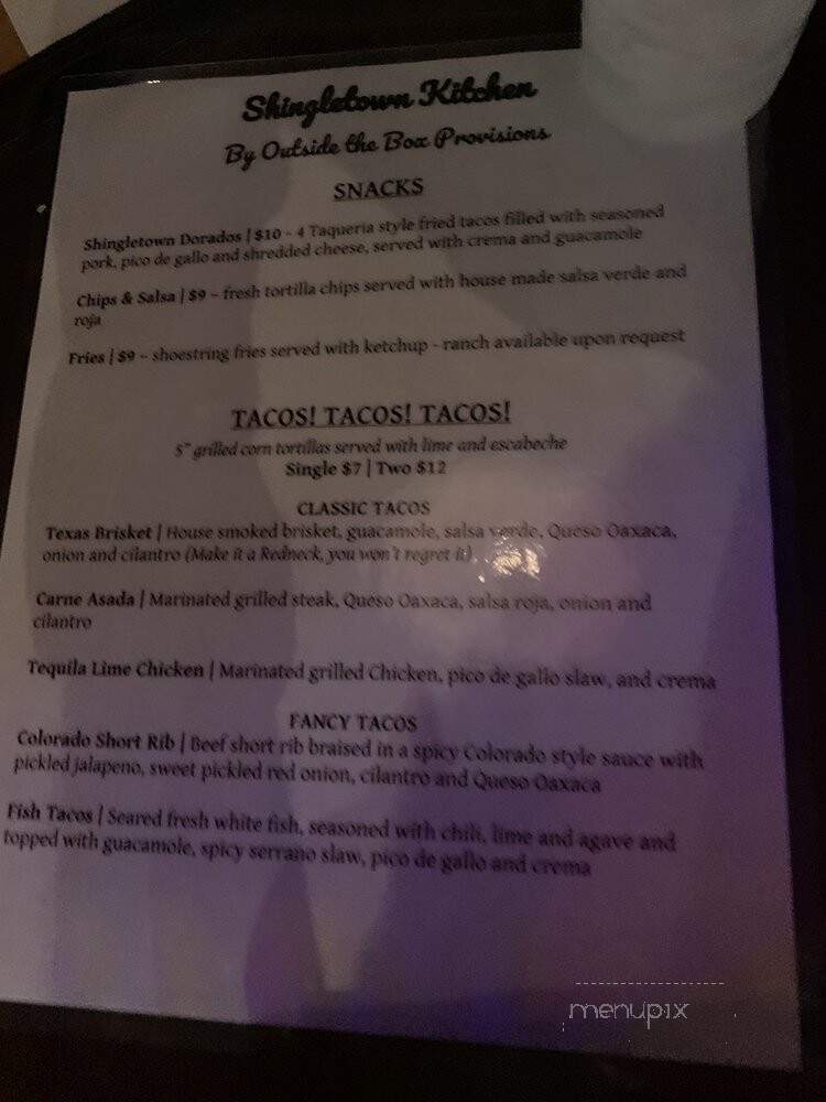 Shingletown Pub & Eatery - Seattle, WA menu_pic