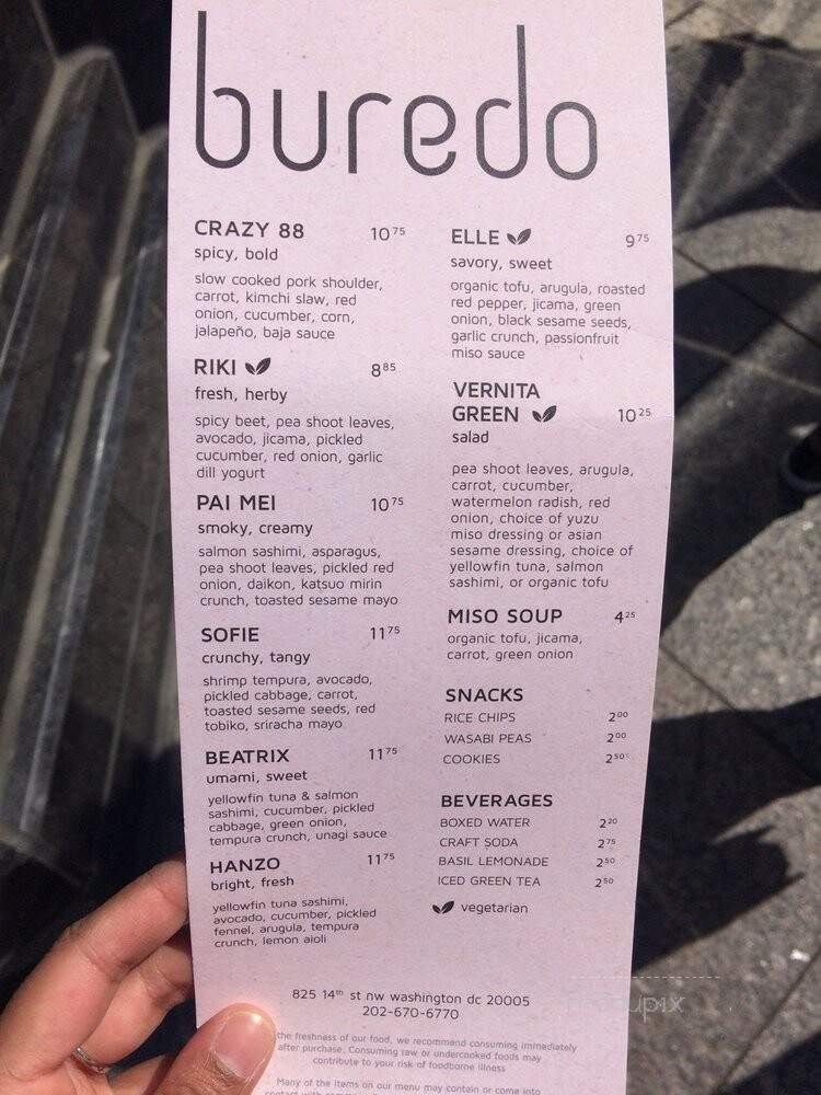 Buredo - Washington, DC menu_pic