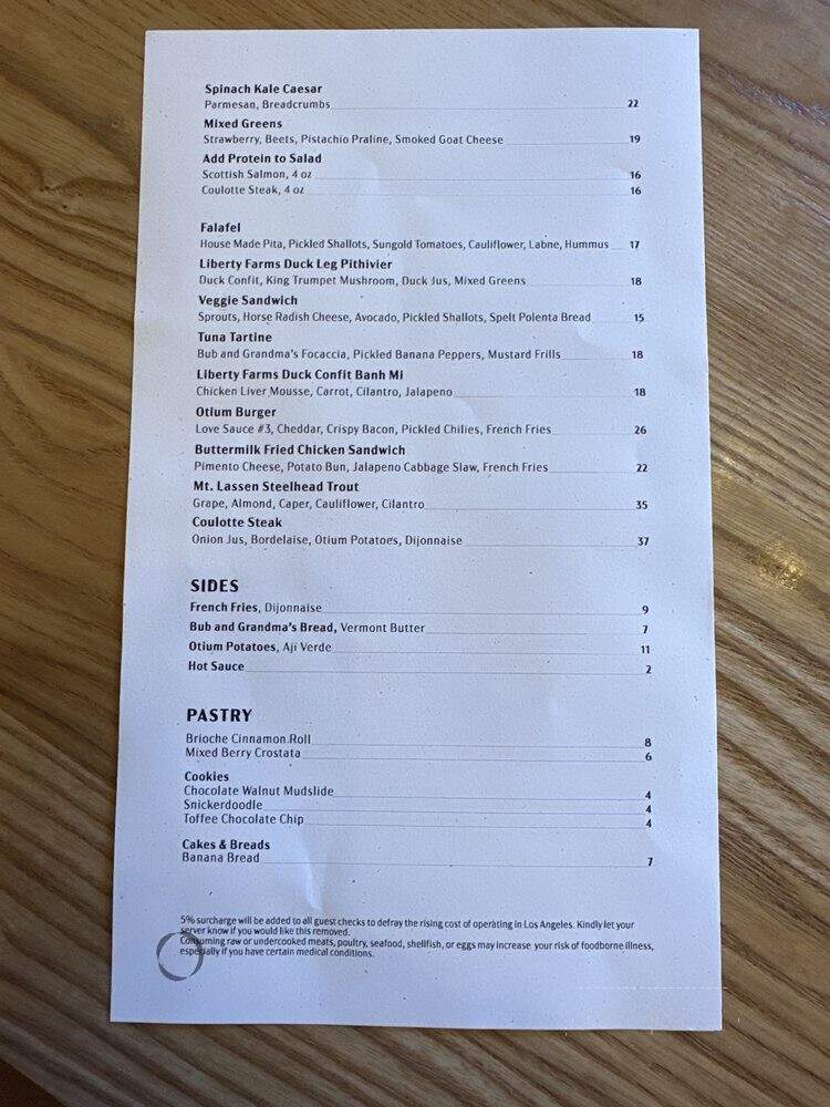 Otium - Los Angeles, CA menu_pic