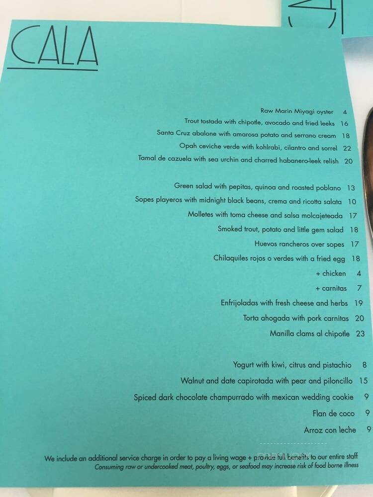 Cala - San Francisco, CA menu_pic