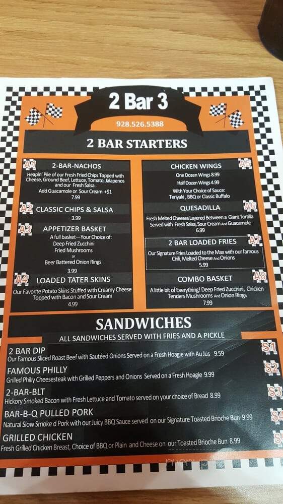 2 Bar 3 - Flagstaff, AZ menu_pic