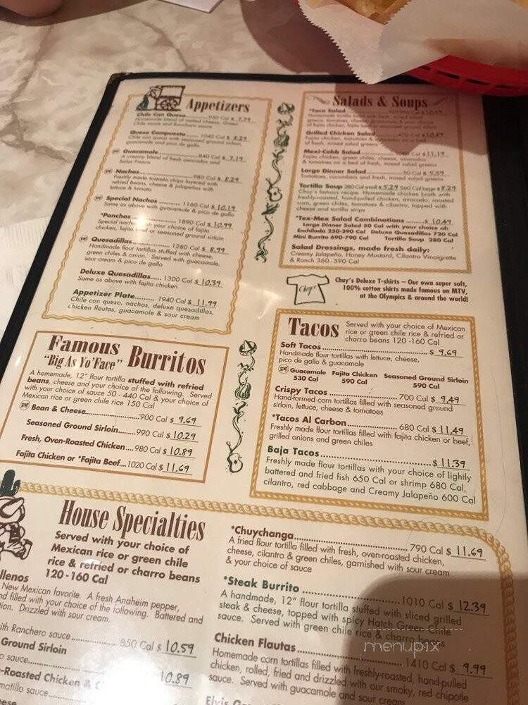 Chuy's - Beavercreek, OH menu_pic