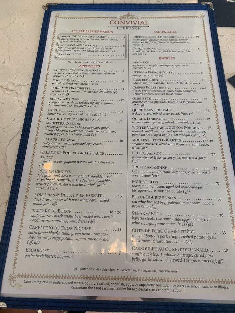 Convivial - Washington, DC menu_pic