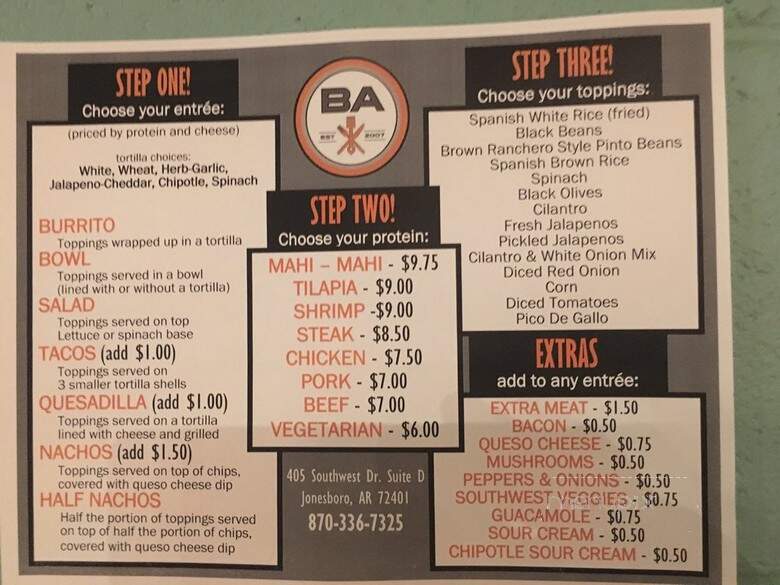 Ba Burrito - Jonesboro, AR menu_pic