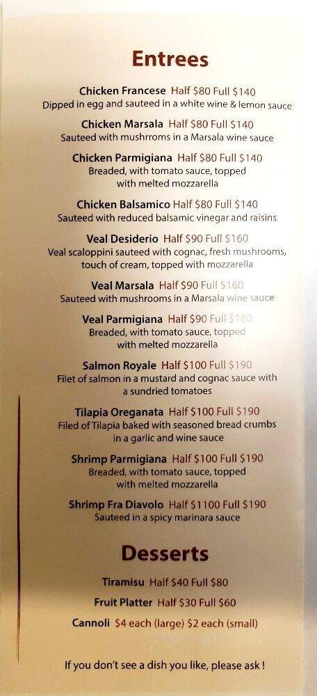 Delizia 92 - New York, NY menu_pic