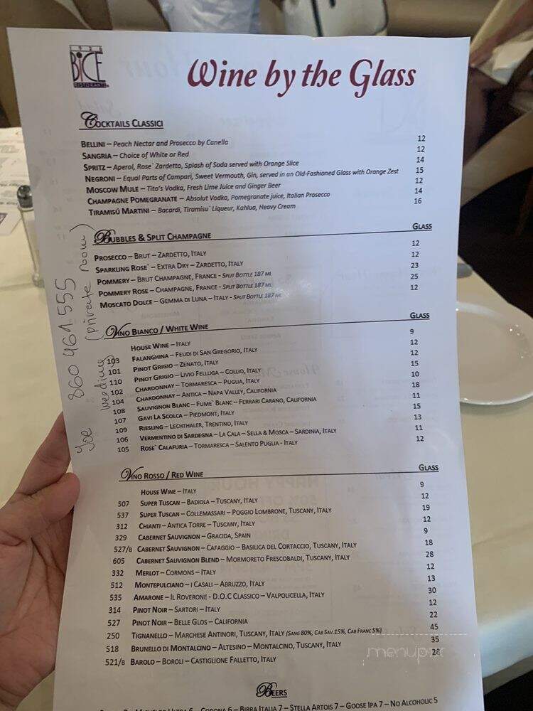 Bice Lounge - Naples, FL menu_pic
