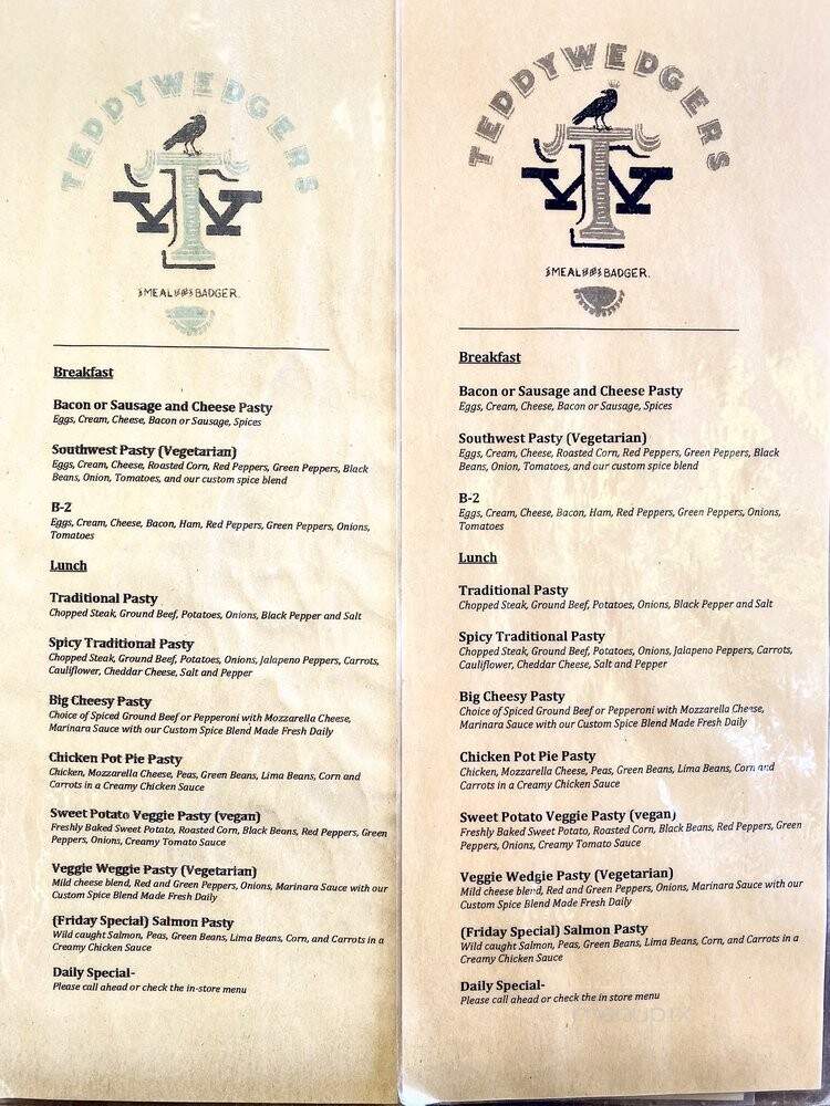 Teddywedgers - Madison, WI menu_pic