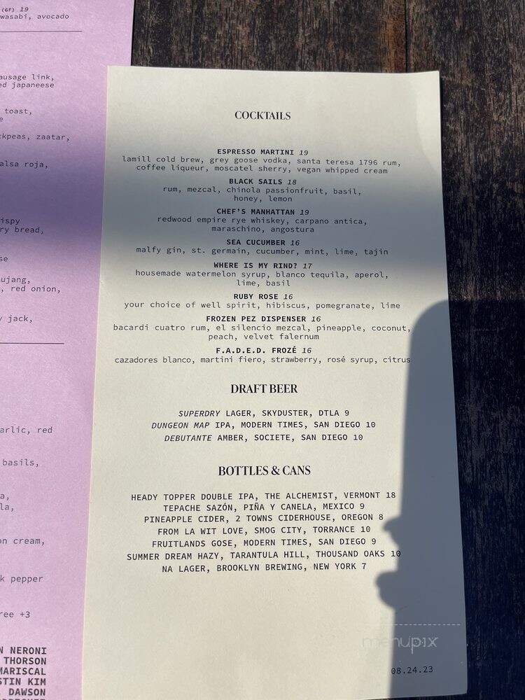 Rose Cafe - Venice, CA menu_pic