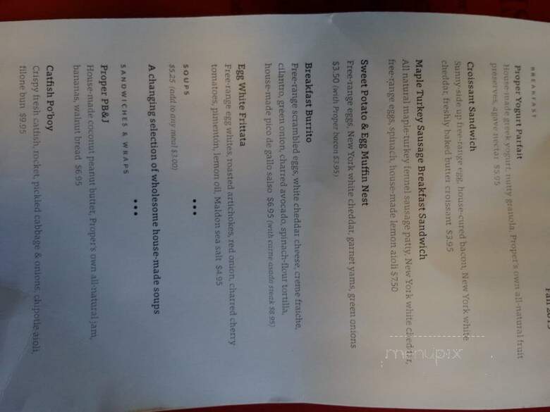 Proper Food - San Francisco, CA menu_pic