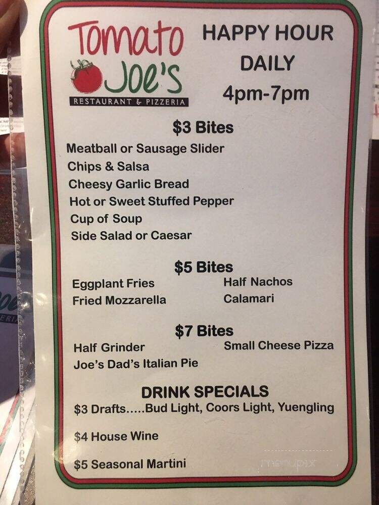 Tomato Joe's - Manchester, CT menu_pic