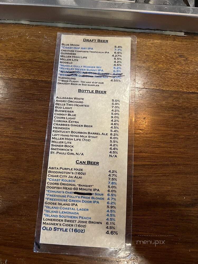 Mac's Place - Charleston, SC menu_pic