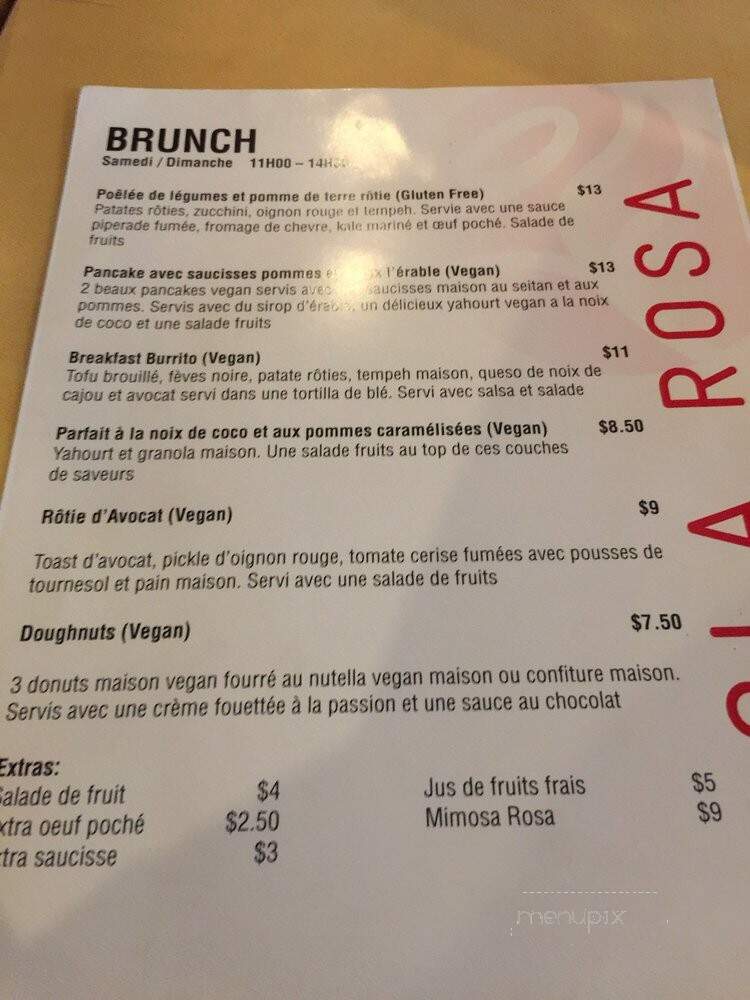 Lola Rosa Parc - Montreal, QC menu_pic