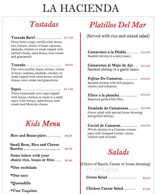 La Hacienda Mexican Restaurant - Goleta, CA menu_pic