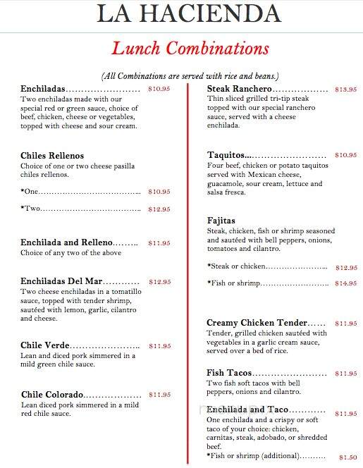 La Hacienda Mexican Restaurant - Goleta, CA menu_pic