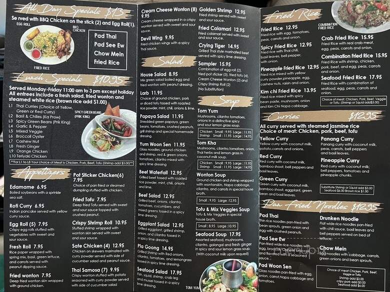 Bangkok Grill - Los Angeles, CA menu_pic