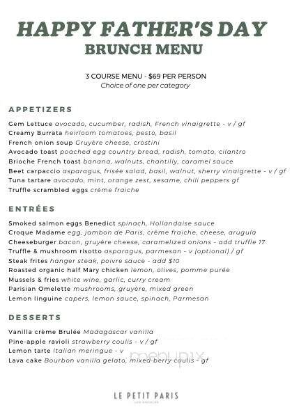 Le Petit Paris - Los Angeles, CA menu_pic