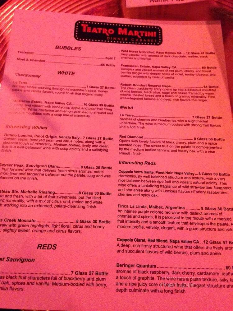Teatro Martini - Buena Park, CA menu_pic