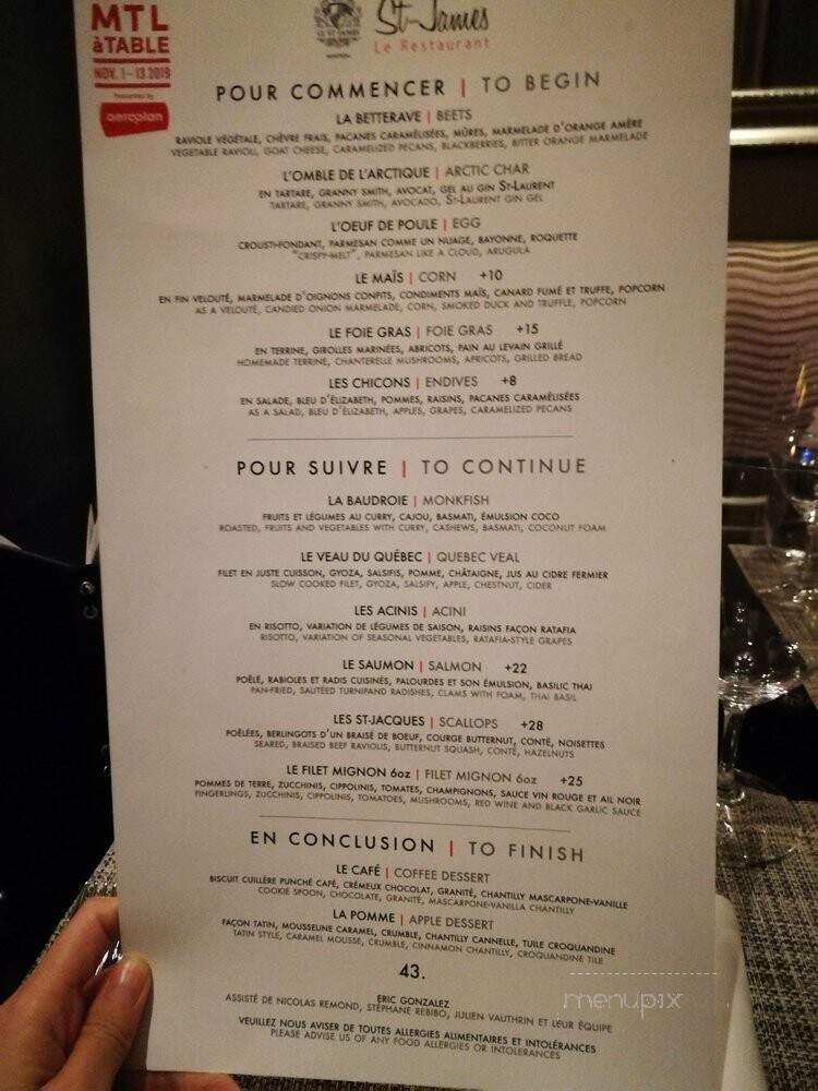 XO Le Restaurant - Montreal, QC menu_pic