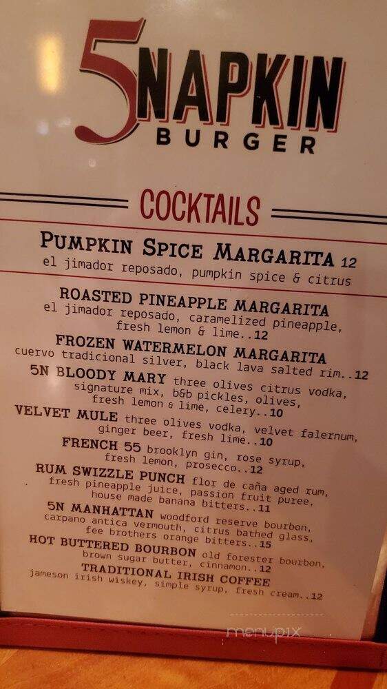 5 Napkin Burger - New York, NY menu_pic