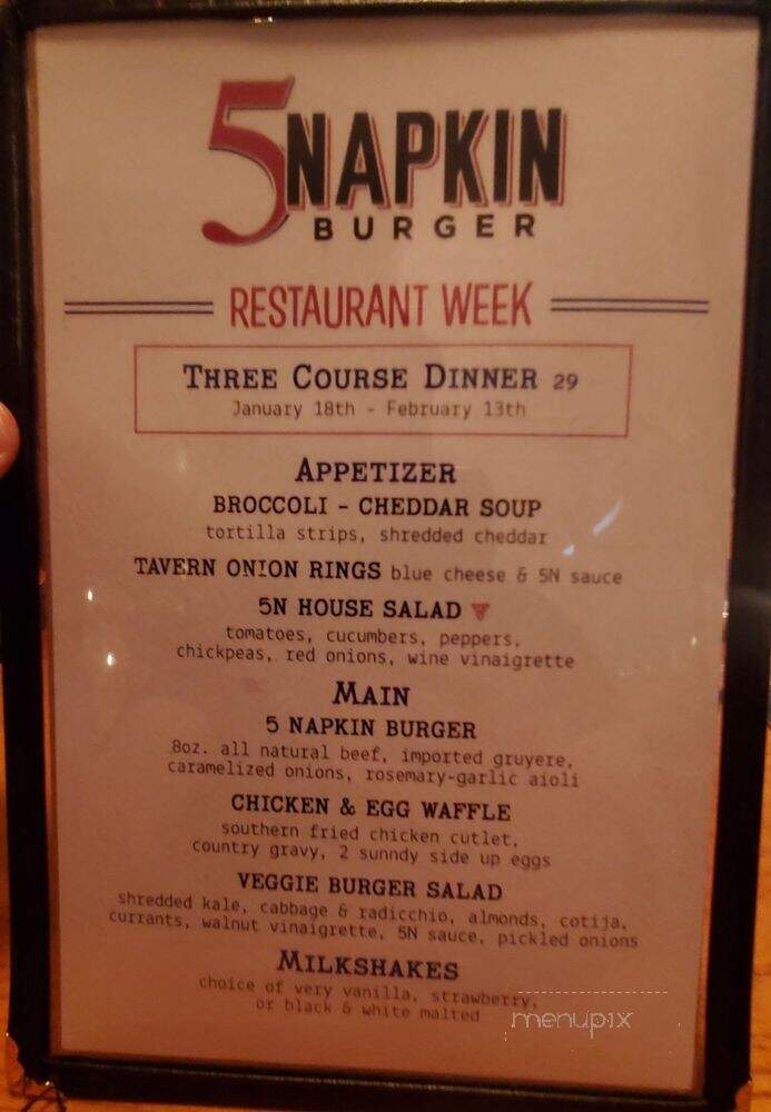 5 Napkin Burger - New York, NY menu_pic