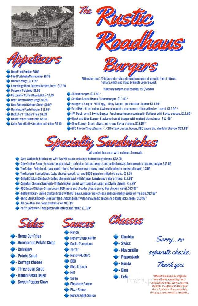 Rustic Roadhaus - Manitowish Waters, WI menu_pic
