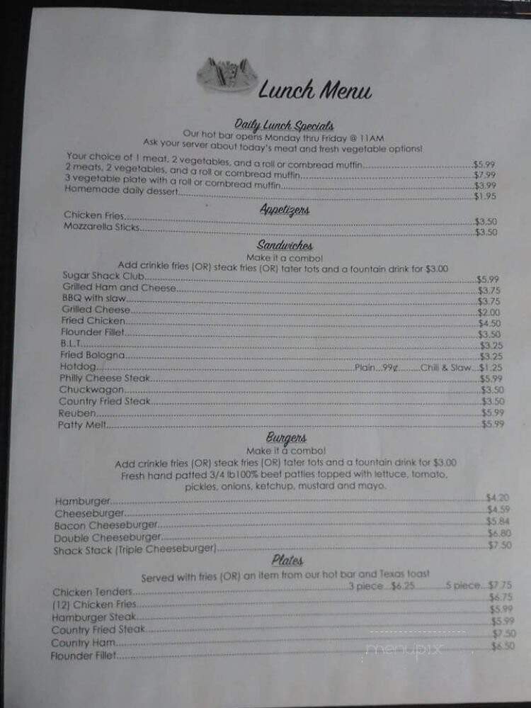 The Sugar Shack - Niota, TN menu_pic