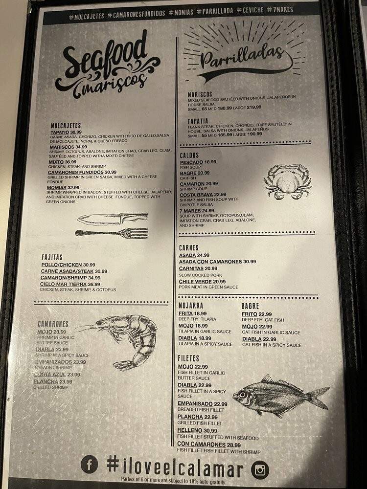 El Calamar Seafood - Santa Ana, CA menu_pic