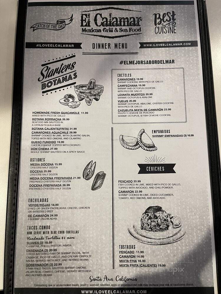 El Calamar Seafood - Santa Ana, CA menu_pic
