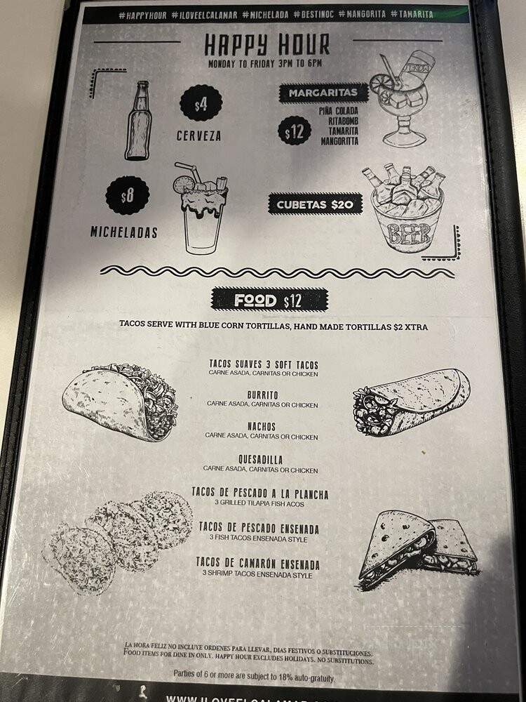 El Calamar Seafood - Santa Ana, CA menu_pic