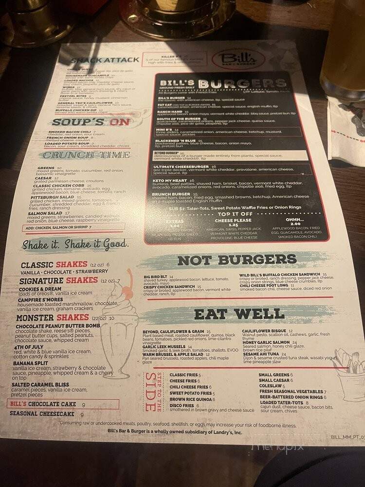 Bill's Bar & Burger - Pittsburgh, PA menu_pic
