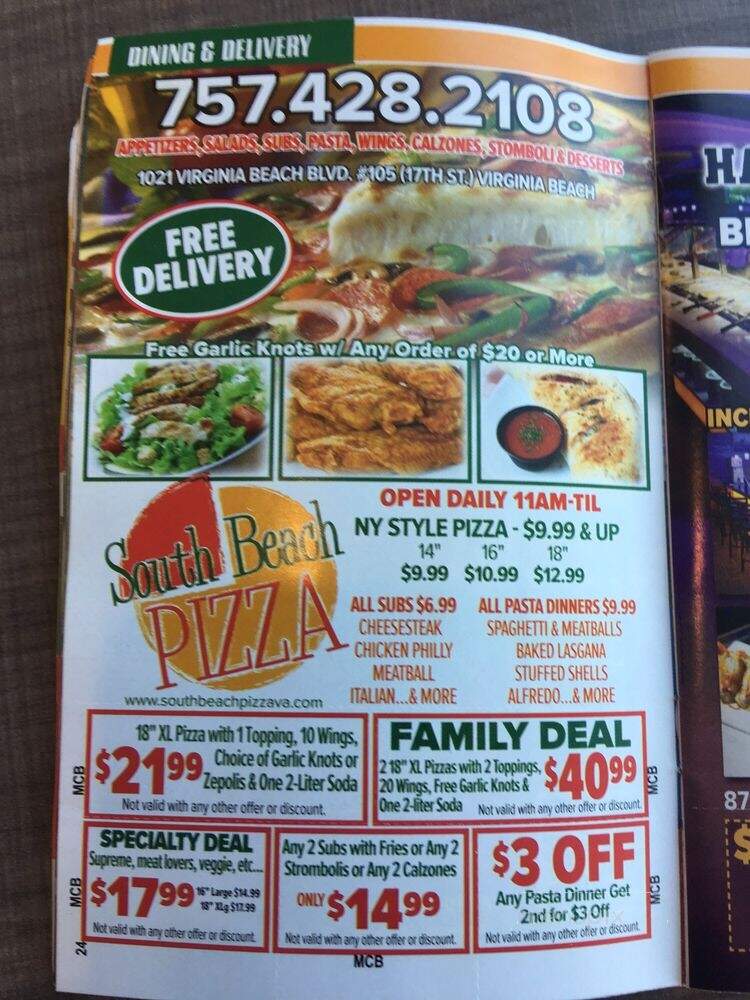South Beach Pizza - Virginia Beach, VA menu_pic