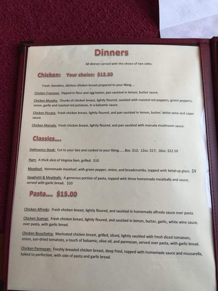 Kunkletown Pub - Kunkletown, PA menu_pic