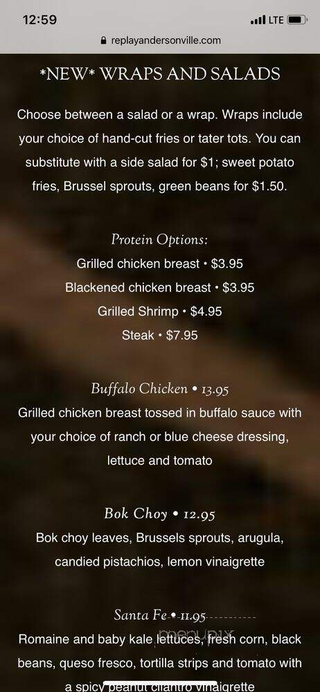Replay Andersonville - Chicago, IL menu_pic