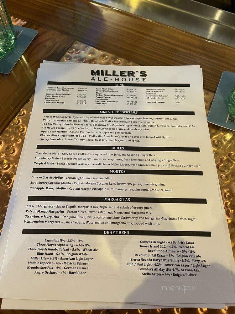 Miller's North Riverside Ale House - North Riverside, IL menu_pic