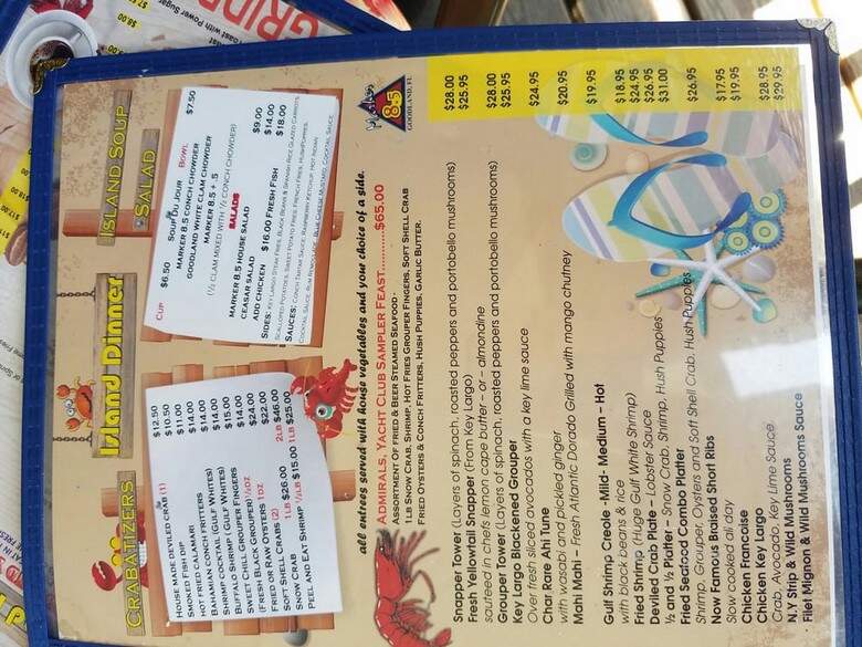 Marker 8.5 Restaurant - Goodland, FL menu_pic