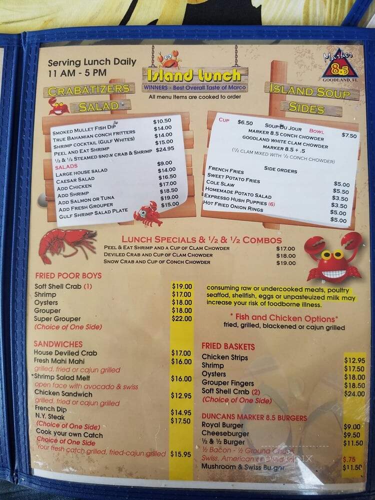 Marker 8.5 Restaurant - Goodland, FL menu_pic