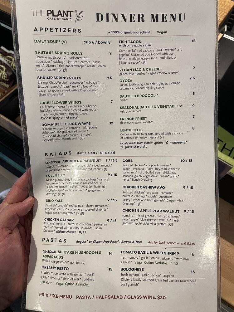 The Plant Cafe Organic - San Francisco, CA menu_pic