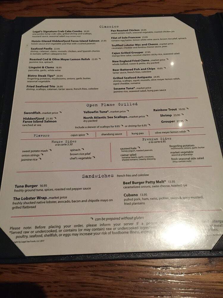 Legal C Bar - Lynnfield, MA menu_pic