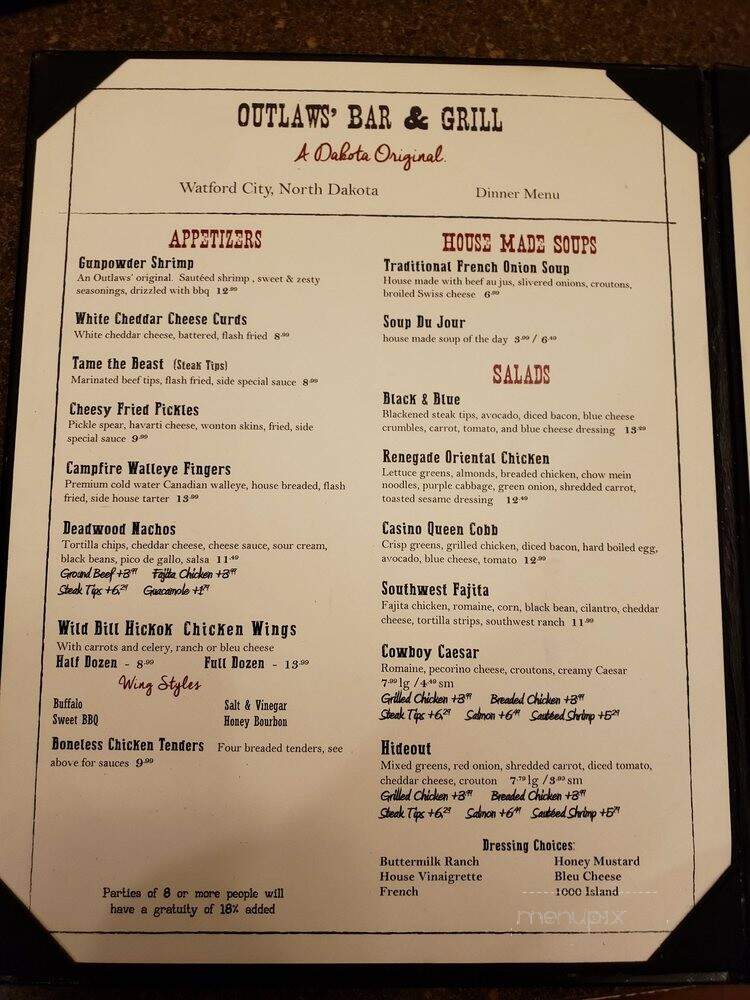 OUTLAW's Bar and Grill - Dumont, IA menu_pic