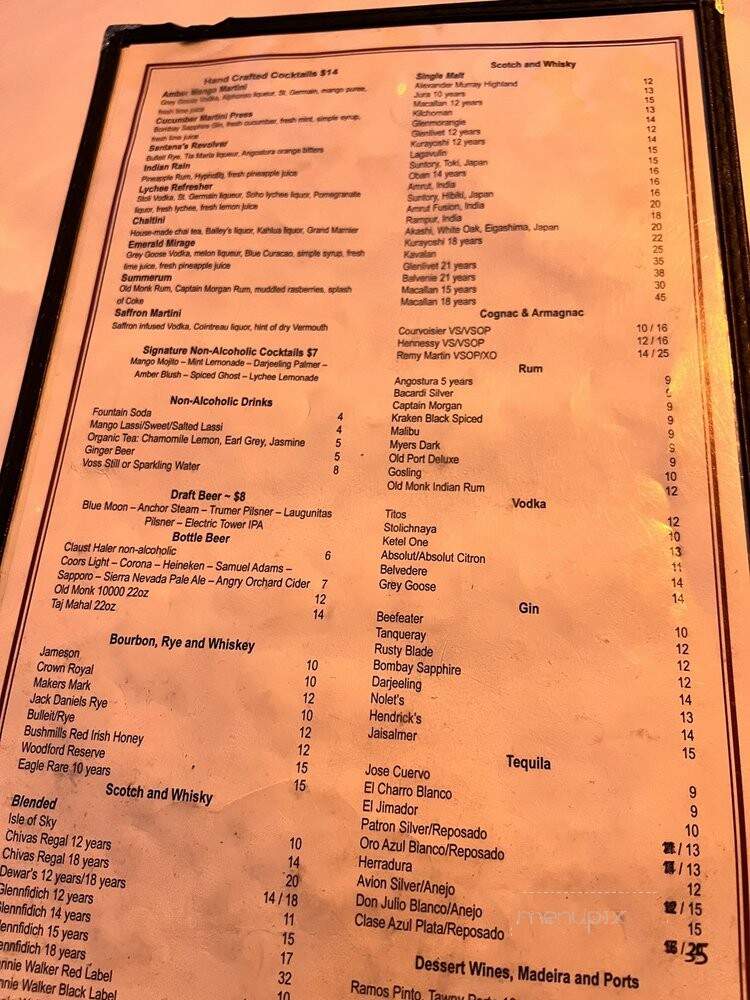 Amber India - Santana Row - San Jose, CA menu_pic