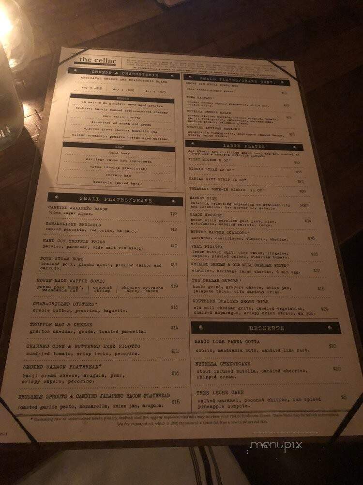 The Cellar at Duckworth's - Charlotte, NC menu_pic