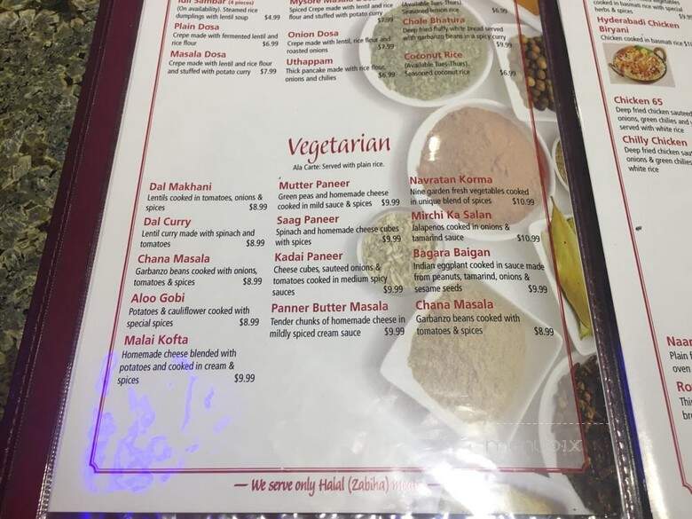 Spice Fine Indian Cuisine - San Antonio, TX menu_pic