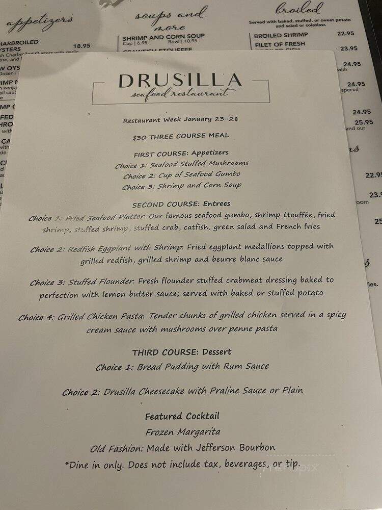 Drusilla Seafood Restaurant - Baton Rouge, LA menu_pic